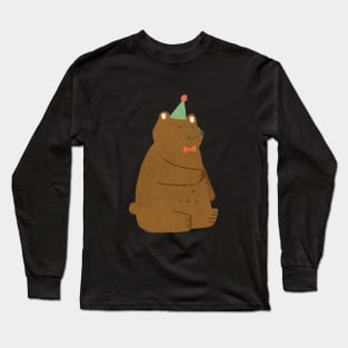 Party Hat Cute Bear Long Sleeve T-Shirt